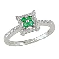 10K White Gold .125ct.t.w. Diamond-Accented Emerald Ring