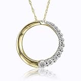 41uhYgceSbL. SL160  10k Yellow Gold Journey Circle Diamond Pendant Necklace (HI, SI I, 0.25carat)