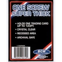 BCW 1 Screw Super Thick Card Holder - 120 Pt. (Lot of 10 - 10 Pack) Jersey or Memorabilia Card Screwdown - Baseball, Football, Basketball, Hockey, Golf, Single Sports Cards Top Load - Sportcards Card Collecting Supplies