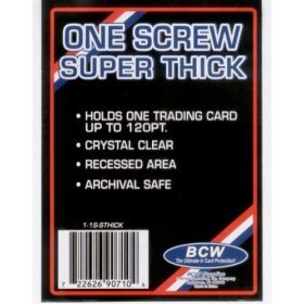 BCW 1 Screw Super Thick Card Holder - 120 Pt. (Lot of 10 - 10 Pack) Jersey or Memorabilia Card Screwdown - Baseball, Football, Basketball, Hockey, Golf, Single Sports Cards Top Load - Sportcards Card Collecting Supplies
