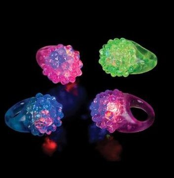 Pack of 12 Flashing Panda Jelly Berry LED Light-UP Flashing Rings, Multi-Color