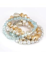 Baroni Point Reyes Bracelet in Mother of Pearl and Aquamarine