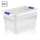 52 Liter Aufbewahrungsbox Kristallbox transparent + Deckel Multibox Drehstapelbox