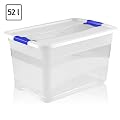 52 Liter Aufbewahrungsbox Kristallbox transparent + Deckel Multibox Drehstapelbox