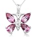 10k White Gold Coated Pink Topaz Butterfly Pendant