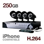 Night Owl Lion-4250 Web Ready 4 Channel H.264 Security Kit with 250GB HD, 4 Night Vision Cameras, and 3G Mobile Phone View including iPhone