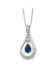 Never Forget September Birthstone Necklace in Silver