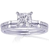 1 Ct Princess Cut Diamond Engagement Rings Set SI1 41uhyoXTKcL. SL160 1 Ct Princess Cut Diamond Engagement Rings Set SI1