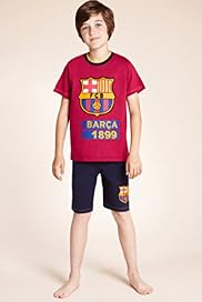 Older Boys Pure Cotton Barcelona Football Club Short Pyjamas