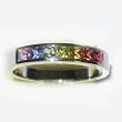 14K White Gold Rainbow Sapphire Ring
