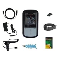 8 Items Accessory Combo Kit for Sandisk Sansa Fuze+ Plus 4GB 8GB 16GB MP3 Player: Includes Black Silicone Skin Case Cover, Armband, Belt Clip, LCD Screen Protector, Wall Charger, Car Charger, USB Data Cable and Light Blue Fishbone Style Keychain