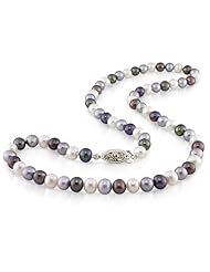 Sterling Silver Freshwater Multi-colored Pearl Necklace