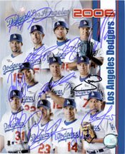 Signed Dodgers, Los Angeles (2006) 8x10 by the 2006 Los Angeles Dodgers (Rafael Furcal, Nomar Garciaparra, Eric Gagne, JD Drew, Jeff Kent, Jose Cruz Jr. Derek Lowe, Bill Mueller, Cesar Izturis Brad Penny and Odalis Perez) 11 Signatures in all Photo