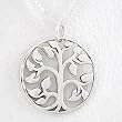 Round Tree of Life Pendant in Sterling Silver on a 16" box chain, #8458