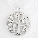 Round Tree of Life Pendant in Sterling Silver on a 16" box chain, #8458