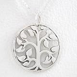 Round Tree of Life Pendant in Sterling Silver on a 16