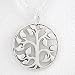Round Family Tree of Life Pendant in Sterling Silver on a 16" box chain, #8458