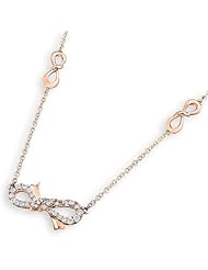 (X1000Diamond) 18K/750 Rose Gold Infinity Bow with Diamond Necklace (0.29 cttw, G-H Color, VS2-SI1 Clarity, 16"+1.5")