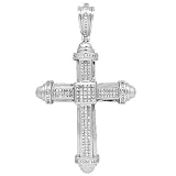 18K White Gold Mens Diamond Cross Pendant 4.50 Ctw