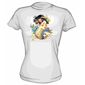 Geisha Girl TATTOO STYLE Logo Women's tee Shirt Small thru XL