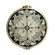Dark Blue Elegant Round Bejeweled Compact Mirror
