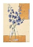 Blue Blossom II Art Print Poster By B Baar, 19.75 x 27.5, with Black Wood Frame