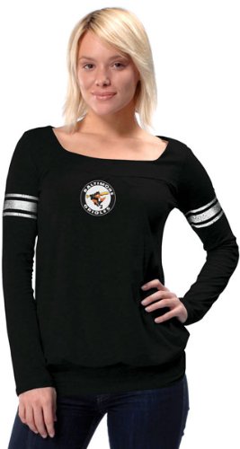 Baltimore Orioles Cooperstown Women's Long Sleeve Armband Jersey Top - by Alyssa Milano