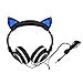 Fashional Cat Ear Headphones, IPRO Cat Earphone-LED Glowing Cat Ear Head phone-Cute Headphone for Computer,Tablet,Phone,MP3,MP4,etc-Black