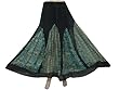 Womens Black Maxi Skirt Green Printed Georgette Panelled Long Skirts Womens Black Maxi Skirt Green Printed Georgette Panelled Long Skirts