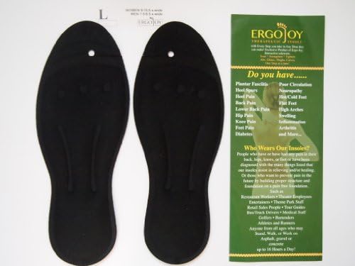 ErgoJoy FLIP- FLOP Gel Insoles LARGE - Women's Shoe Size 9 - 10.5 X-WIDE Mens Size 7.5-9.5 X-WIDE / ++3 YEAR WARRANTY