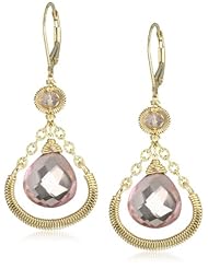Dana Kellin Everyday Classic Pink Quartz Wrapped Chain Drop Earrings