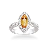 1.60 ct tw Diamond (SI2-G-H) and Citrine Ring in 14K White Gold