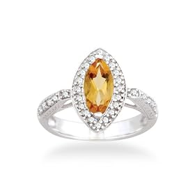 Buy 1.60 ct tw Diamond (SI2-G-H) and Citrine Ring in 14K White Gold by TRI JEWELS