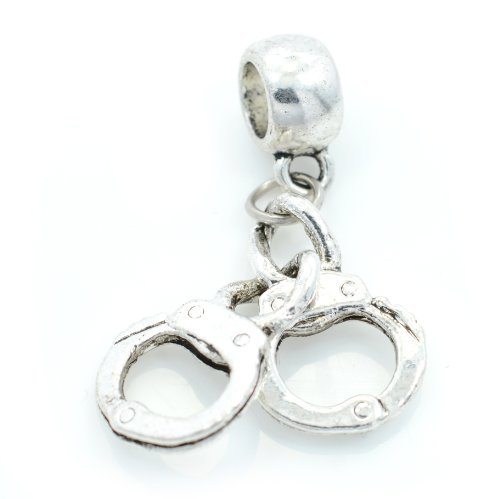 Pro Jewelry "Handcuffs" Dangling Bead Charm for Snake Chain Charm Bracelet