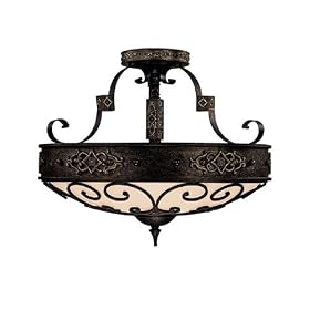 Capital Lighting Fixtures Four Light Semi Flush Mount Light Fixtures With Grille With A RUSTIC IRON Finish 3615RI