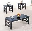 3pc Coffee Table & End Table Set Espresso Finish
