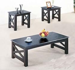 3pc Coffee Table & End Table Set Espresso Finish