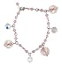 Bracelet - B266 - Lampwork Bead Charm Bracelet - Adjustable to Fit ~ Swarovski (tm) Rose + Matching Organza Bag ~ Breast Cancer Awareness Beads