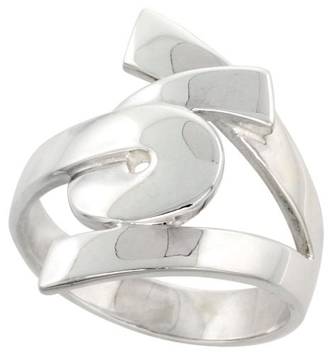 Flawless Quality, Sterling Silver Designer Swirl Ring, 7/8