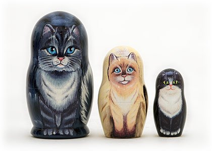 NEW RUSSIAN HOUSE CATS MATRYOSHKA 3 PIECE NESTING DOLL