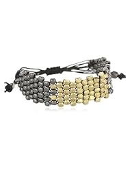 Kenneth Cole New York "Metal Boost" Gold and Hematite Mesh Bead Friendship Bracelet, 7.5"