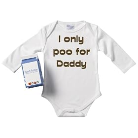 Spoilt Rotten - I Only Poo For Daddy Body b�b�, 100 % coton bio : Tailles disponibles de 0 � 18 M, BLANC/NOIR + jolie bo�te cadeau en forme de brique de lait