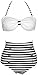 Surenow Cutest Retro Swimsuit Swimwear Vintage Push Up High Waist Bikini Set Stripe
