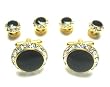 Swarovski Crystal & Gold Tuxedo Cufflink & Stud Set w/ Gift Box