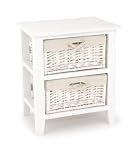 Wooden Frame Rattan 2 Drawers White