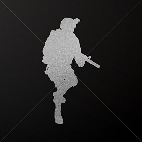 Sticker Soldier On Mission Car door Hobbies Sports car Durab Silver-Matte (5 X 2.73 Inches)