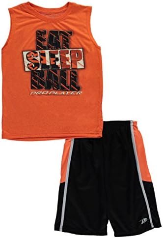 Pro Player Big Boys' "Eat Sleep Ball" 2-Piece Outfit - orange, 14 - 16