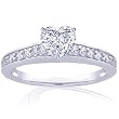 0.50 Ct Heart Shaped Diamond Pave Engagement Ring 14K VS2-F EGL