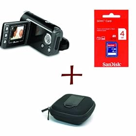 Mustek DV316L black mini Digital Video Camcorder +4GB Sandisk +Case Bundle