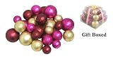 Pack of 27 Shatterproof Merlot, Gold & Fuschia Christmas Ball Ornaments